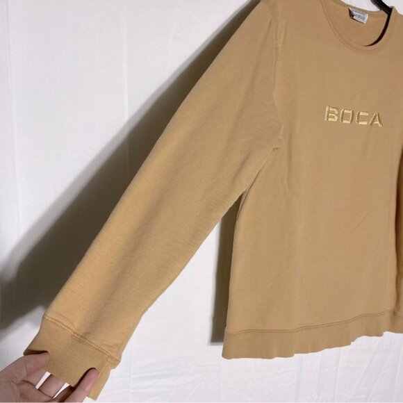 Vintage Wardrobe Essentials Yellow Embroidered BOCA Crew Neck Sweatshirt M - Picture 9 of 13